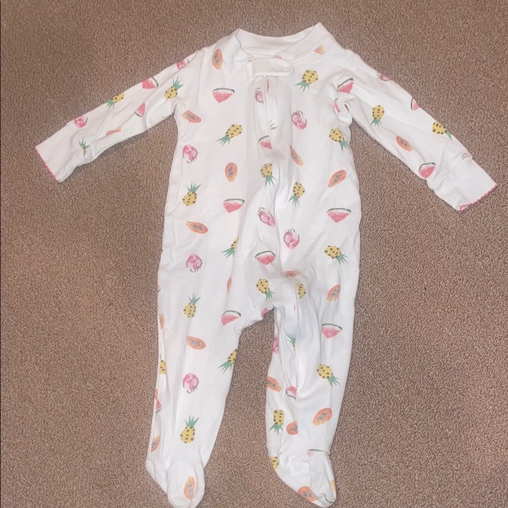 White Fruit Print Kids One Piece